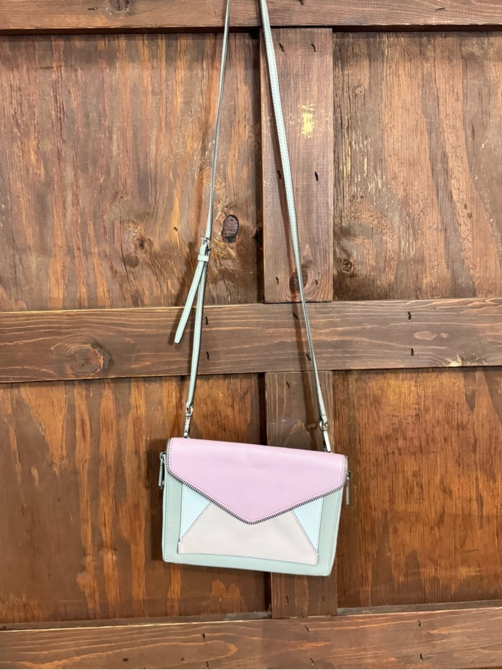 Rebecca Minkoff Pastel Colorblock Envelope Crossbody - Mint, Pink & Cream